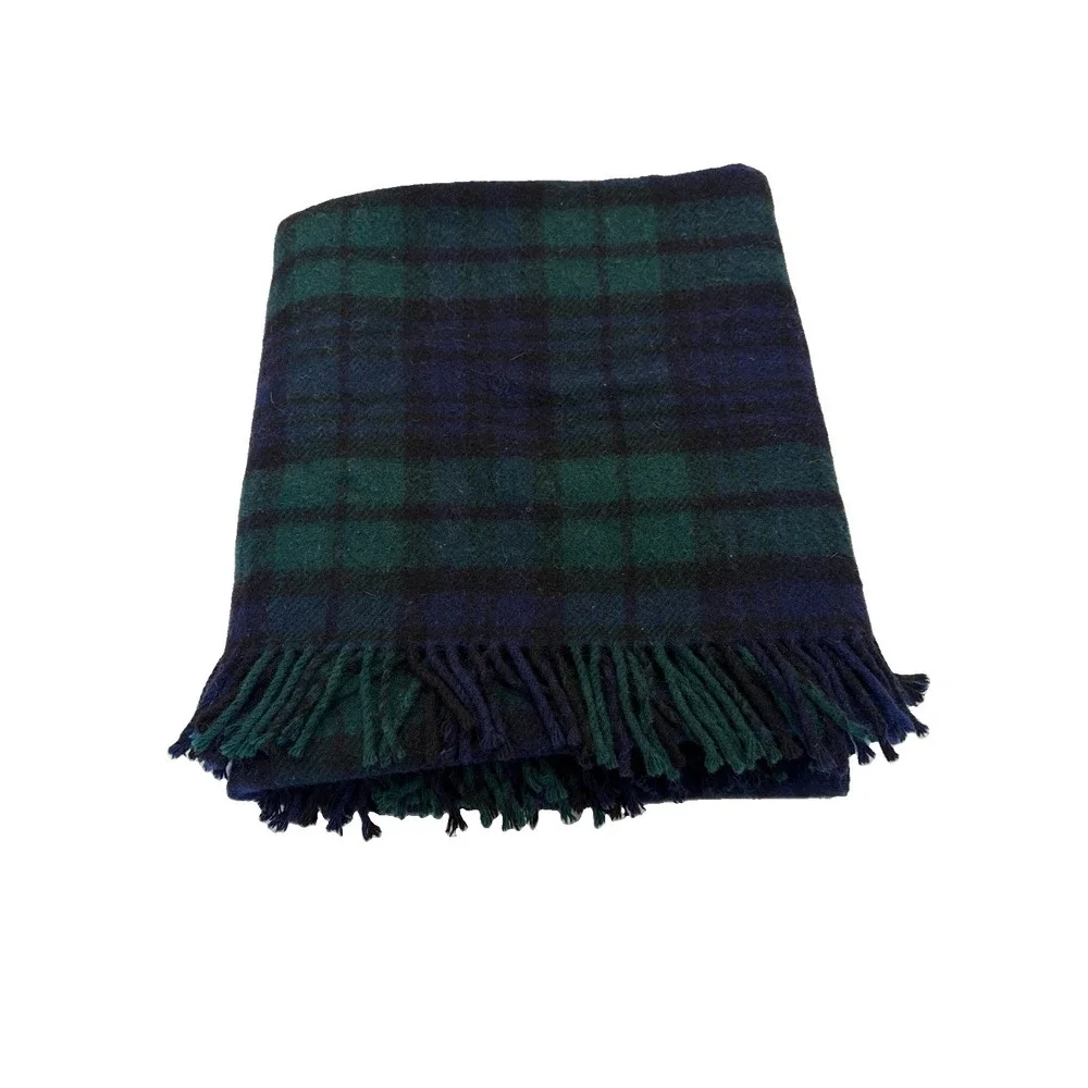 Black Watch Tartan 100% Wool Throw Blanket 60X60in